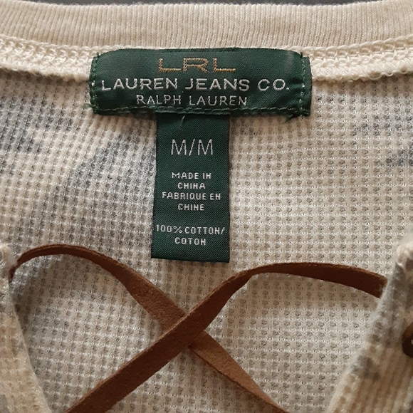 LRL, Lauren Jeans Co., SW Motif, LS Drawstring Close, Cotton Henley - Picture 3 of 11